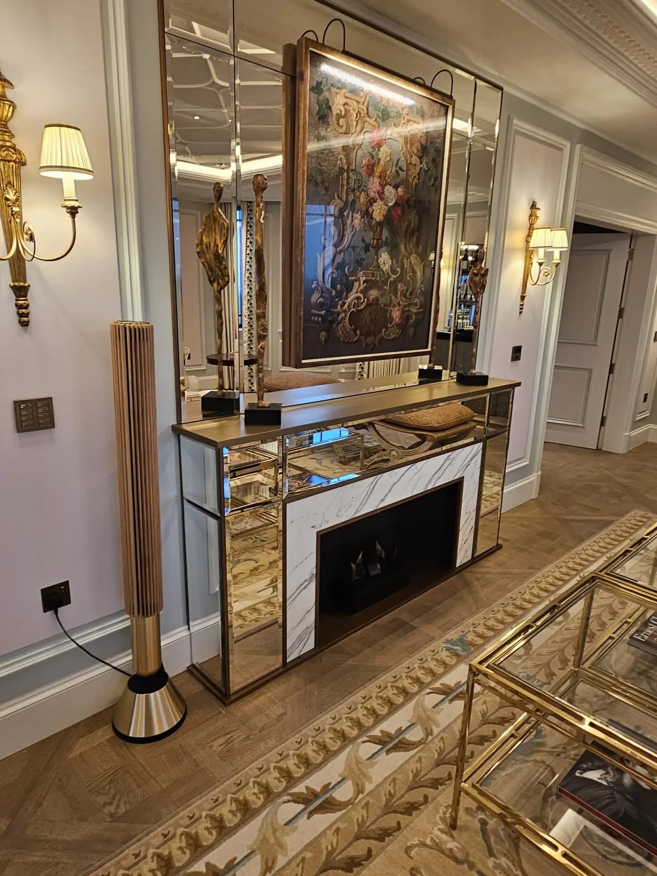 Crystal bar and brass detailing at The Dorchester