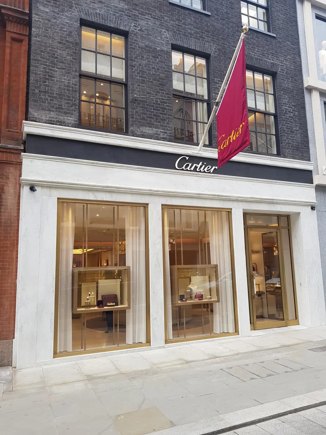 Luxury retail facade on a London street