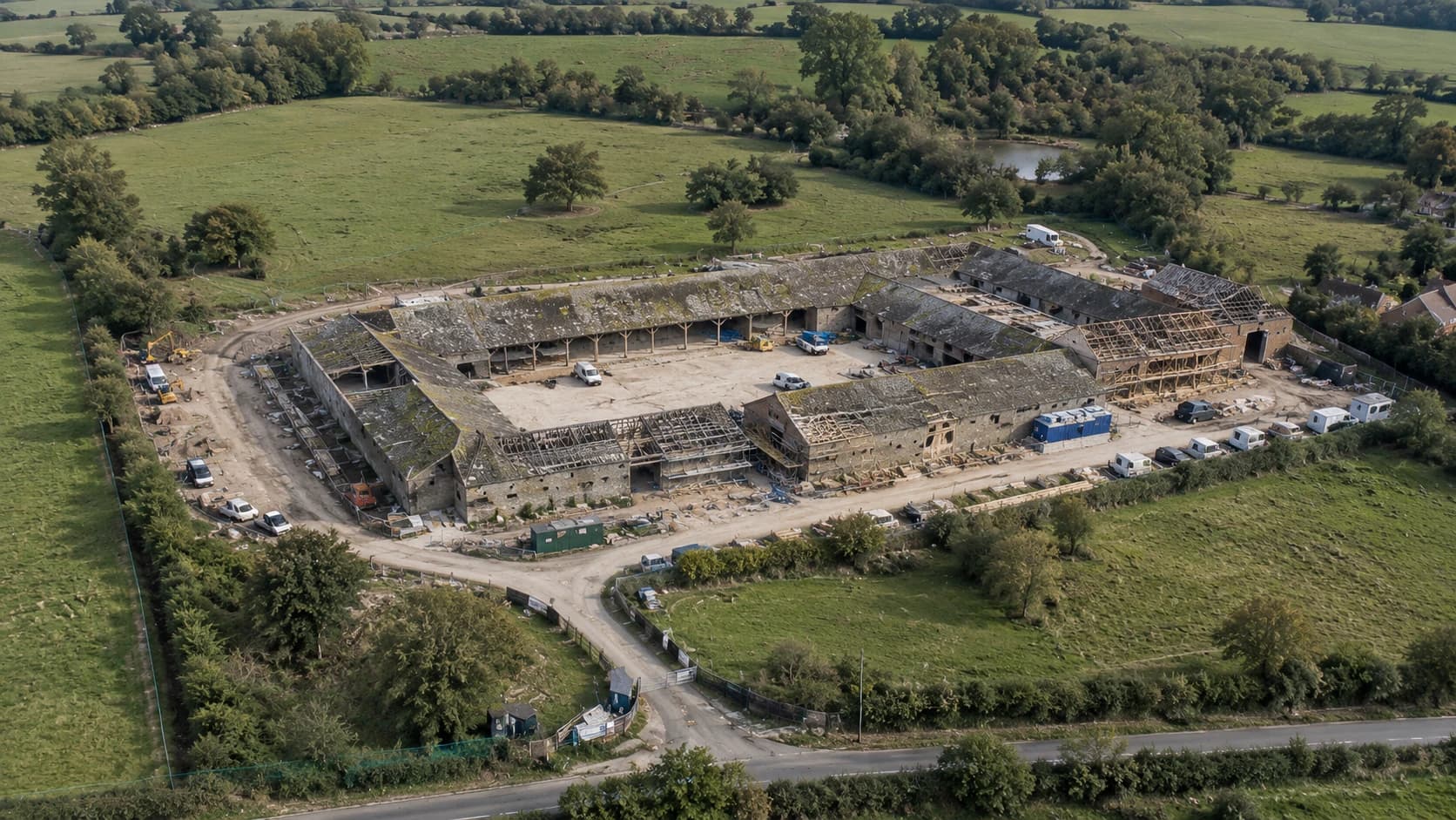 Aerial view of the wider 45,000 square metre heritage site