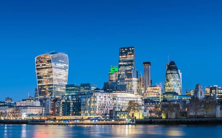 London commercial skyline representing Avendale's established foundations